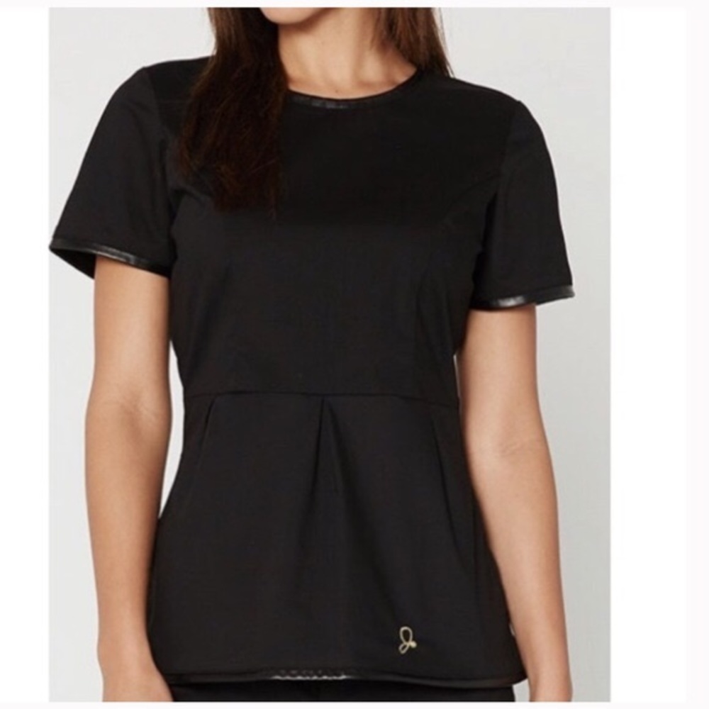 Jaanuu Scrub Top- Faux Leather Top